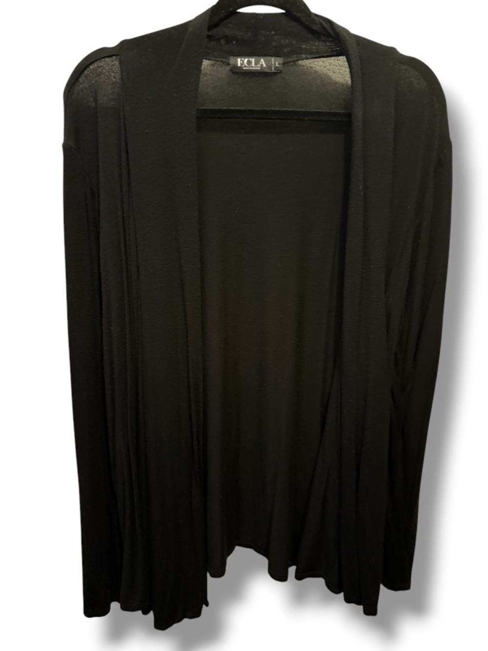 ECLA Women’s Black Lightweight Open Front Draped Cardigan Sweater